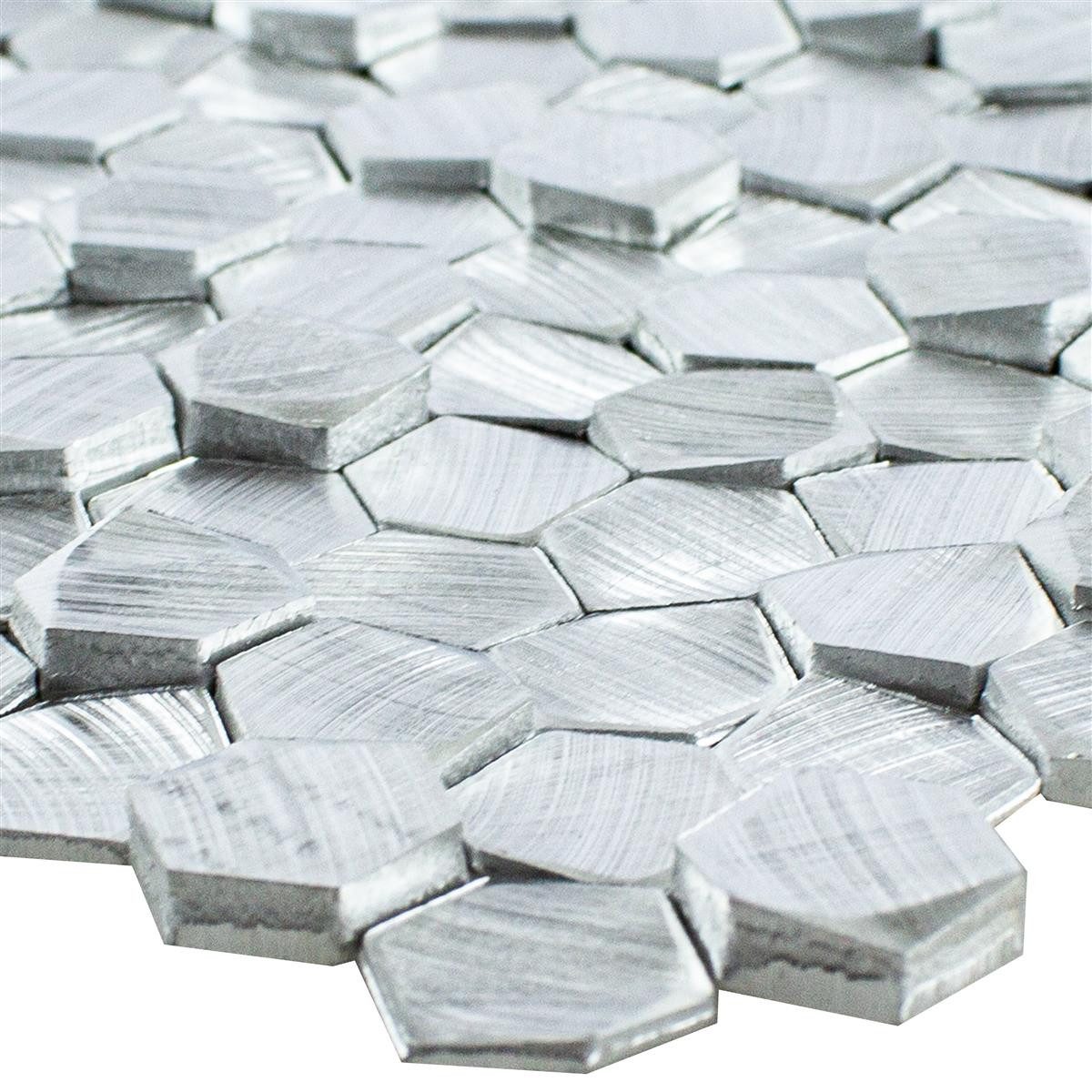 Mosafil Mosaikfliesen Aluminium Metall Mosaik Fliesen McAllen, Metall-Aluminium 31.000x29.800, gold-silber