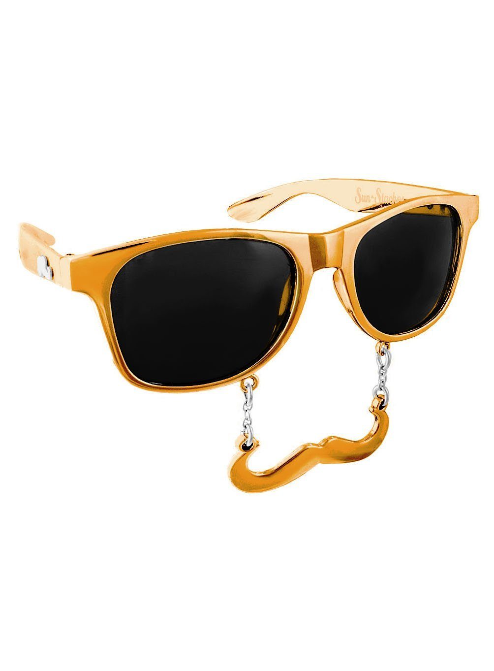 Sun Staches Kostüm Partybrille Classic gold, Lustige Brille mit Bart