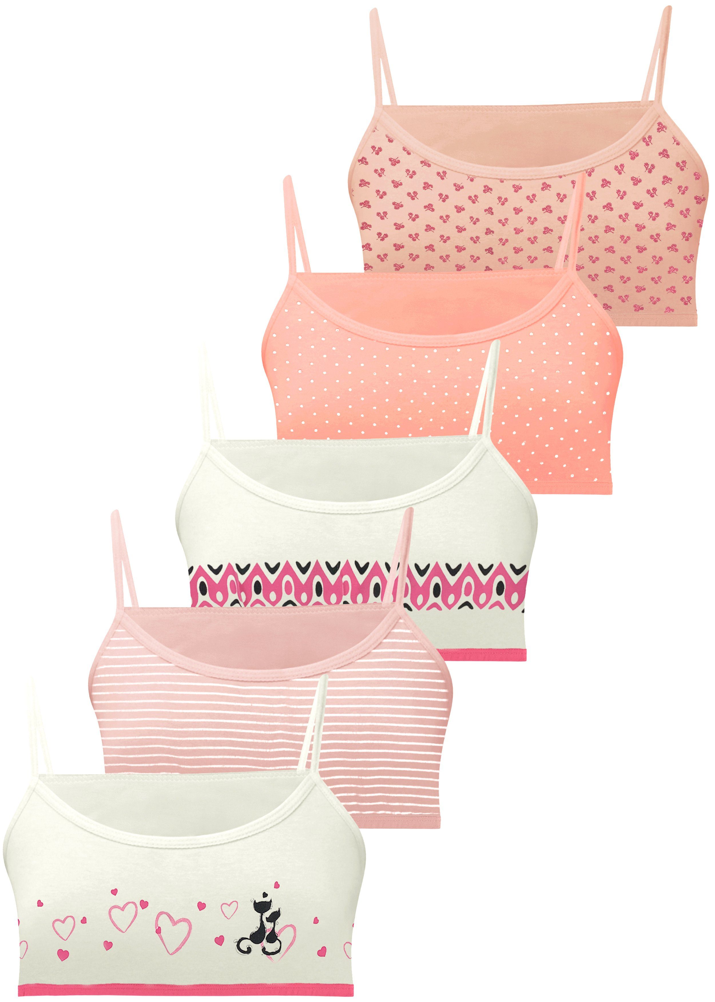 LOREZA Bustier 5 Mädchen Bustier Spagettiträger Unterwäsche Sport BH Gr. 140-170 (Set, 5-tlg)