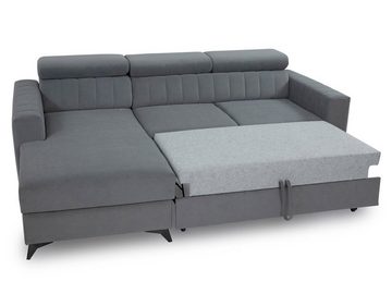 MIRJAN24 Ecksofa Milano Premium Cord, mit Bettkasten und Schlaffunktion, Einstellbare Kopfstützen, L-Form