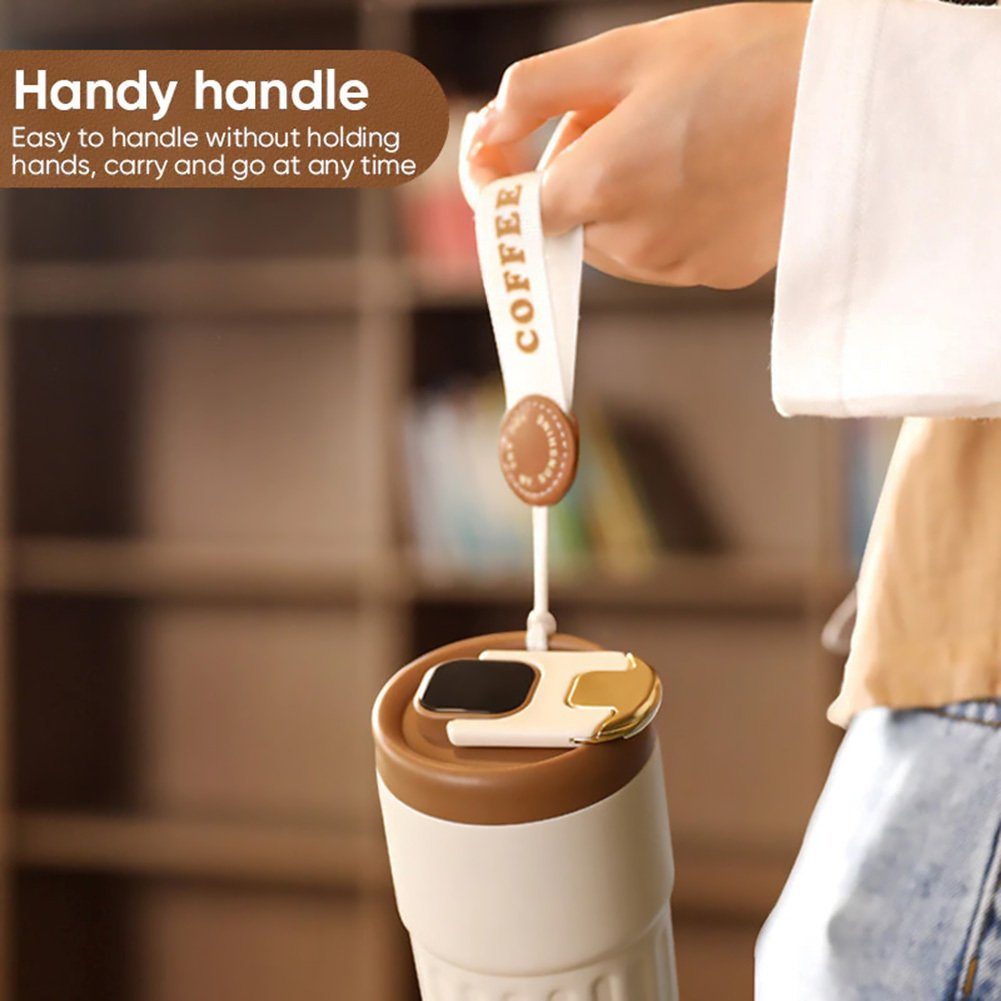 Blusmart Tasse Kaffeebecher Mit Tragbarer Kaffee Temperaturanzeige, weißer Isolierbecher Aus