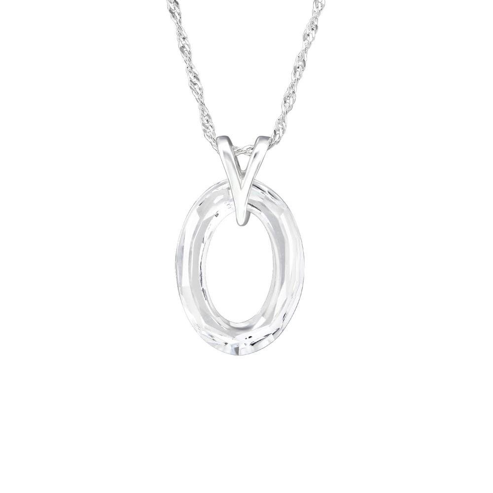BUNGSA Ketten-Set Kette mit ovalem LA CRYSTALE® Kristall aus 925 Silber Damen (1-tlg), Halskette Necklace