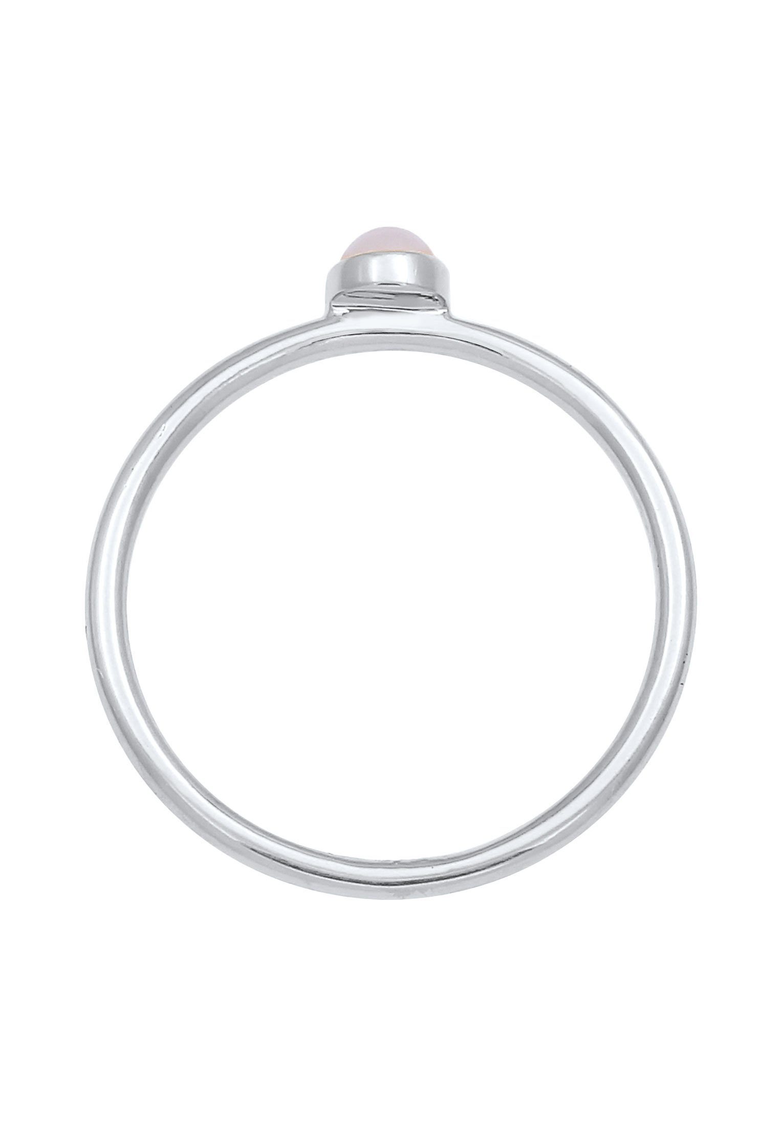Elli Fingerring Rosenquarz Edelstein Stabelring 925er Silber