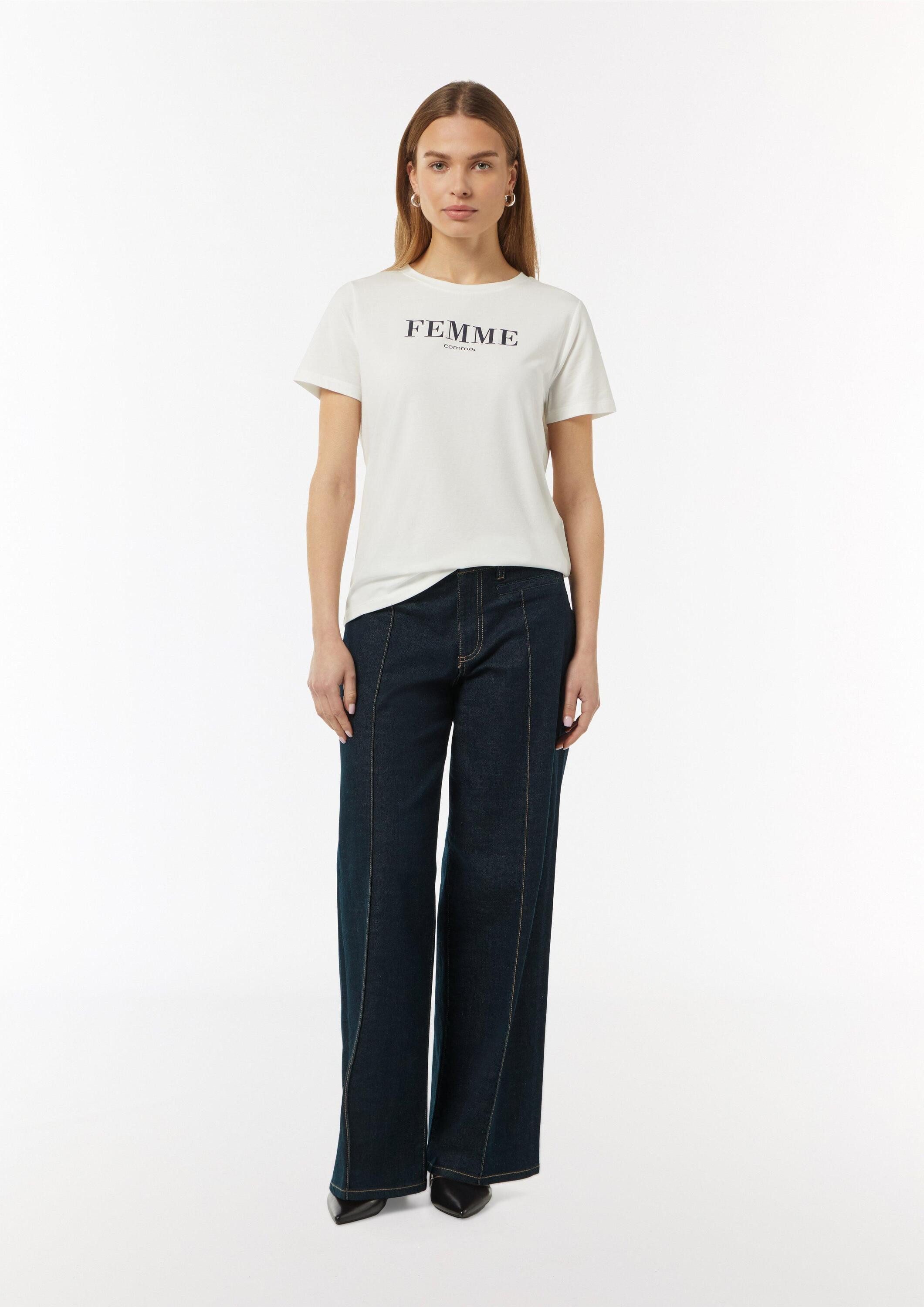 comma Weite Jeans Jeans-Hose Wide-Leg-Hose aus elastischem Denim