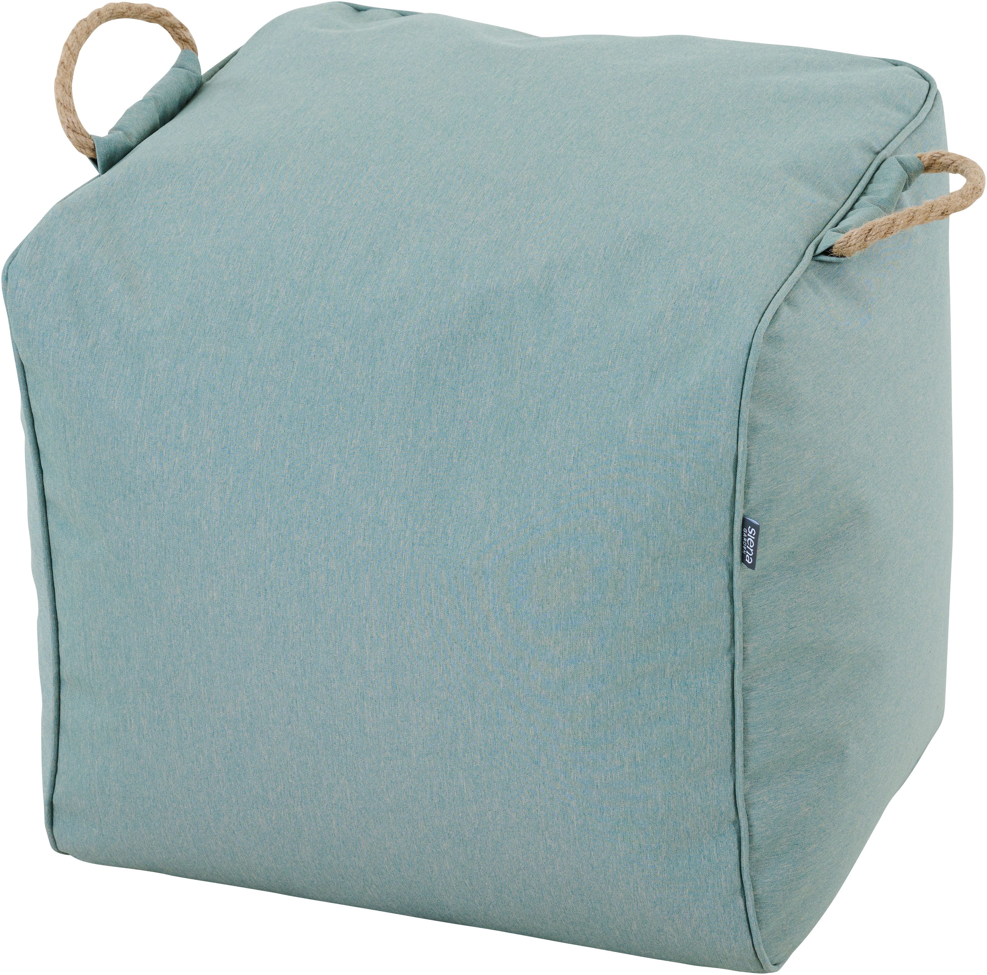 Siena Garden Sitzhocker Integral Hocker 46 x 48 x 46 cm, Farbe nilgreen, Meliert, Bezug aus 100% Polyester, PE-beschichtet