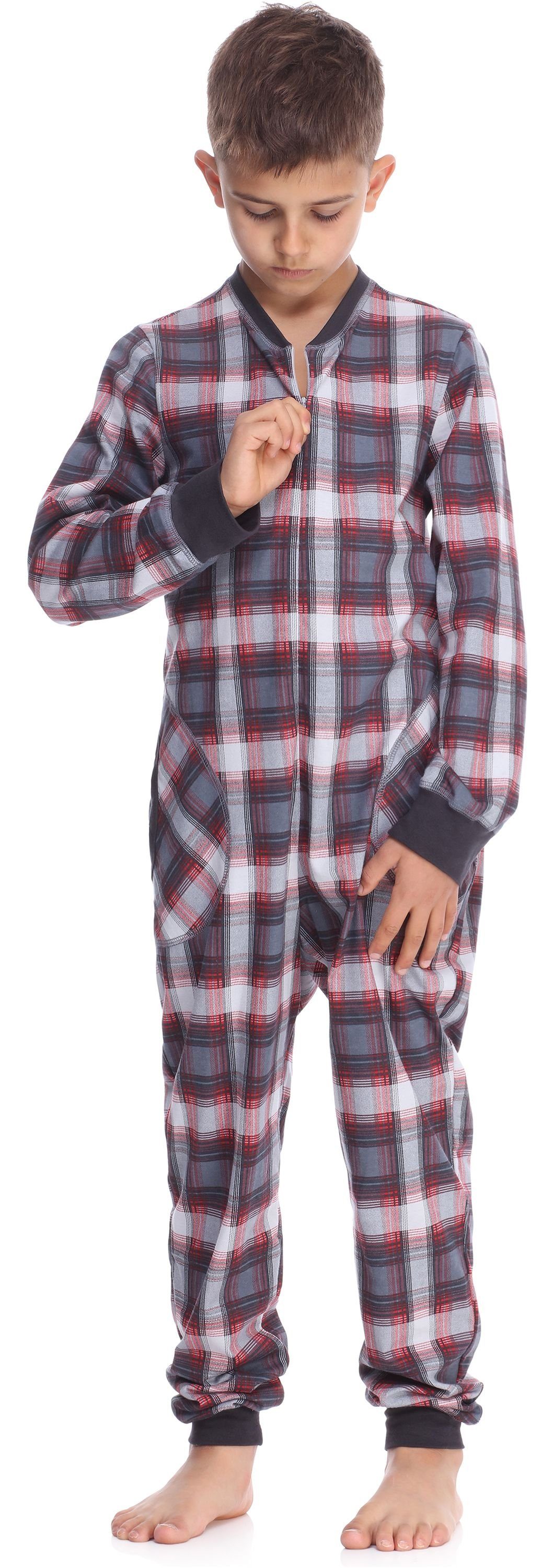 Jungen Jugend Timone TI121 Schlafanzug Schlafoverall Schlafanzug Dunkerot/Karierte