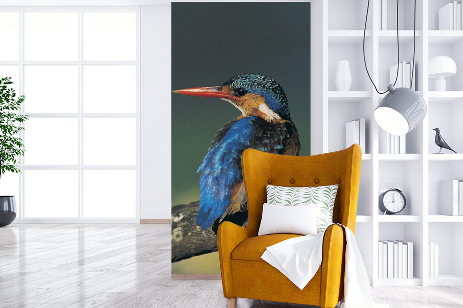 Farbenfroh, Fototapete MuchoWow Schlafzimmer (2 - St), für Wohnzimmer Küche, Tier Eisvogel Vliestapete bedruckt, - Fototapete Matt,