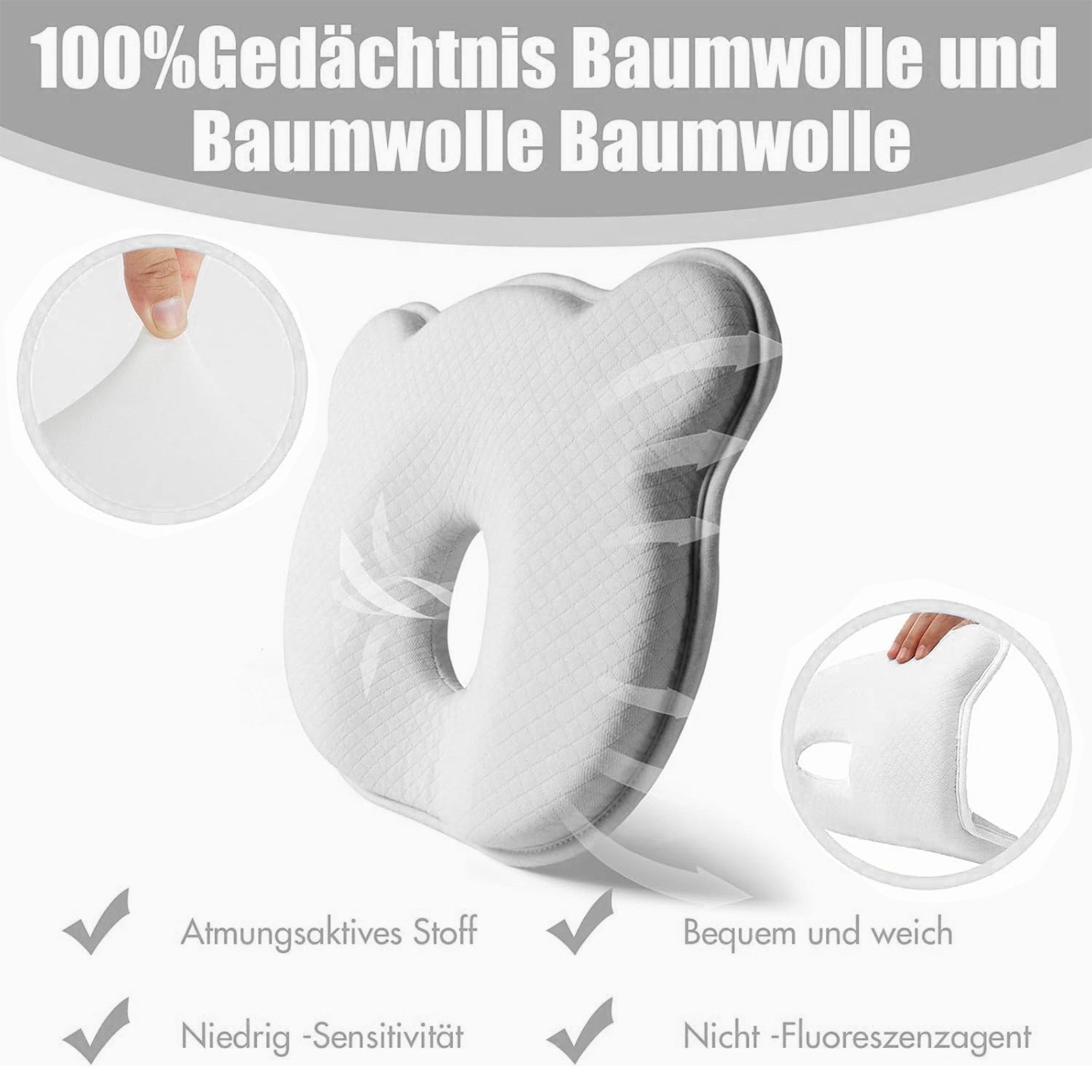 Mutig Babykissen Kinderkissen aus Komfortschaum, Reisekissen für Kinder 1–3 Jahre, Weiches Schlafkissen für Zuhause&Unterwegs,Atmungsaktives Kinderkissen