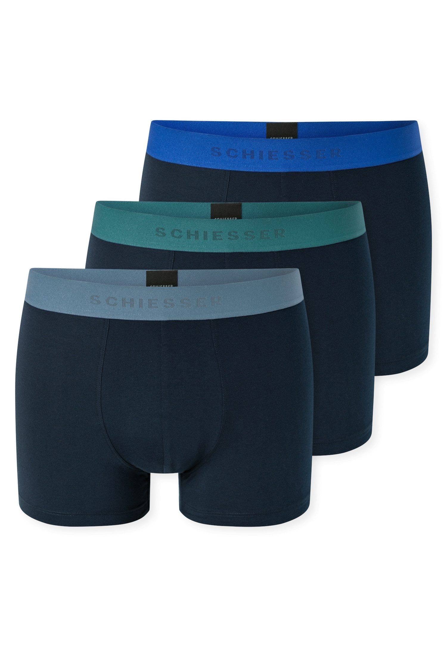 Schiesser Boxershorts 95/5 Multipacks (3er Pack) mit farblich abgesetztem, sportlichem Logo-Webgummibund
