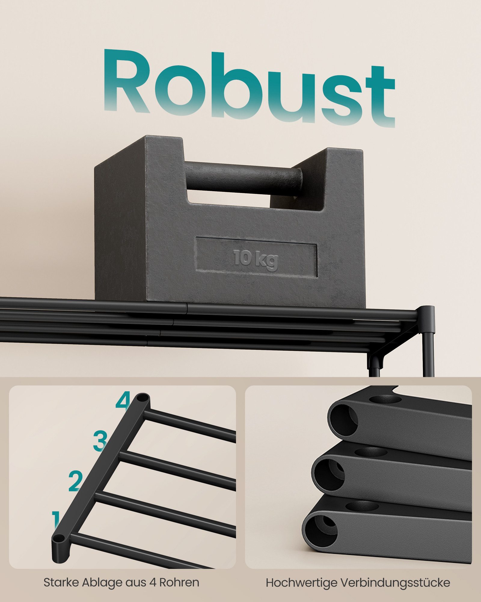 SONGMICS Schuhregal, Schuhablage schmal, Schuh-Organizer Metall