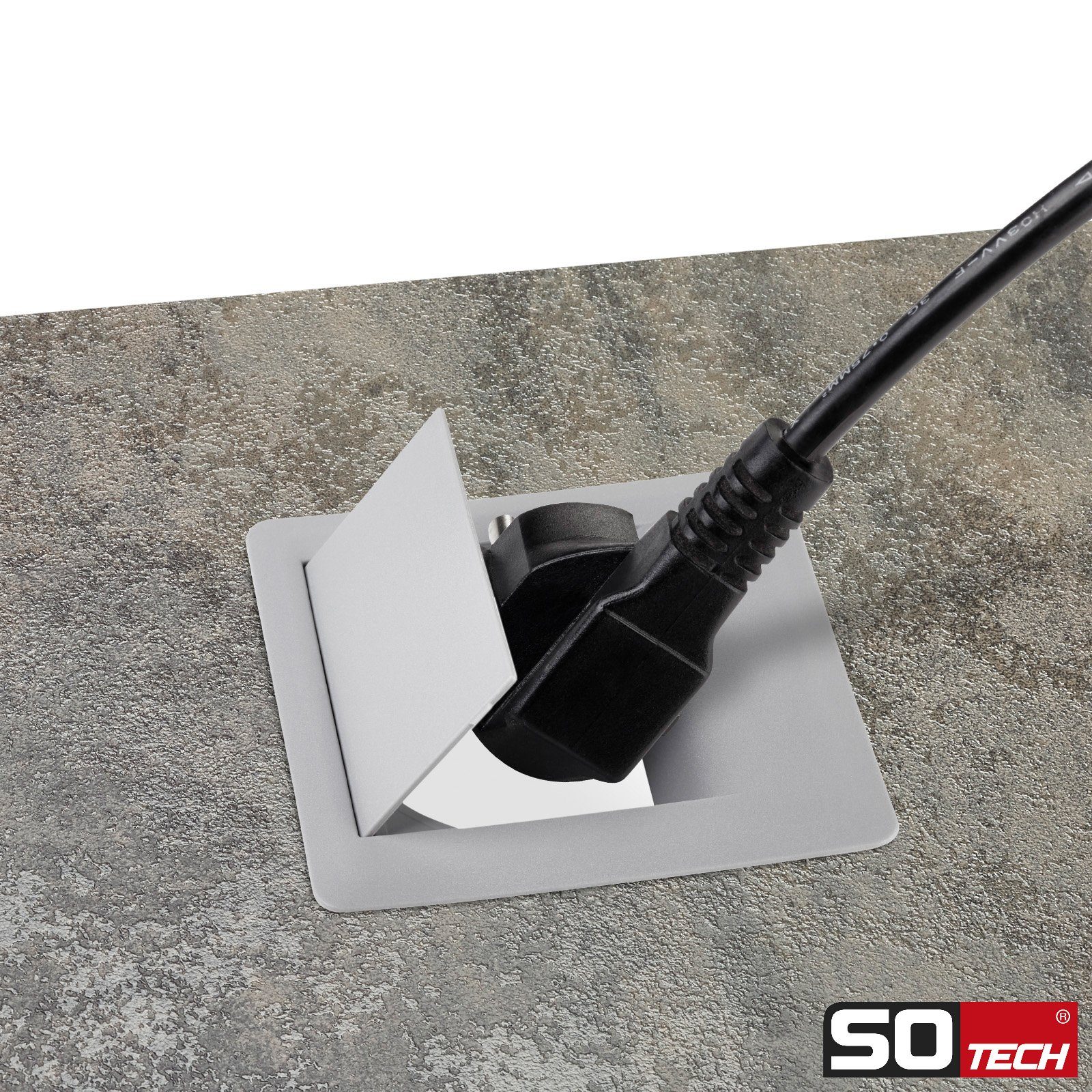 CAVO Kabelkanal Durchlass mit Einbautiefe 15,5 mm (1-St), 60 mm Durchmesser 70 x 70 mm, weiß