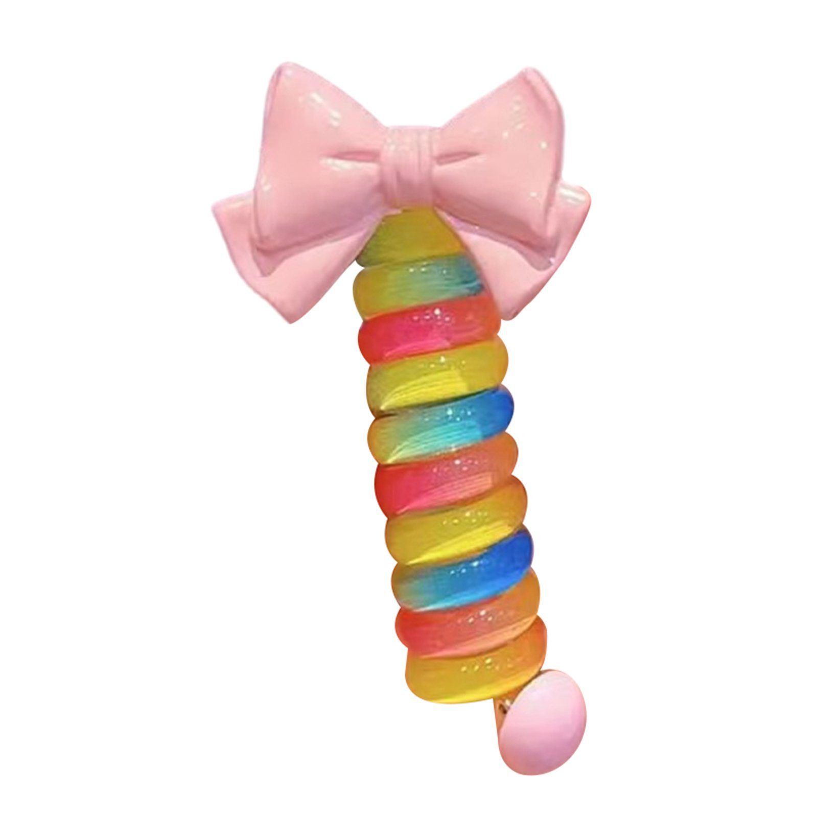 Blusmart Spiral-Haargummi Mädchen Bunte Schleife Telefonkabel Haarbänder Wiederverwendbare DIY, Spiral-Haargummi pink bow