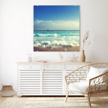 Primedeco Glasbild Wandbild Quadratisch Wildes Meer mit Aufhängung, Natur