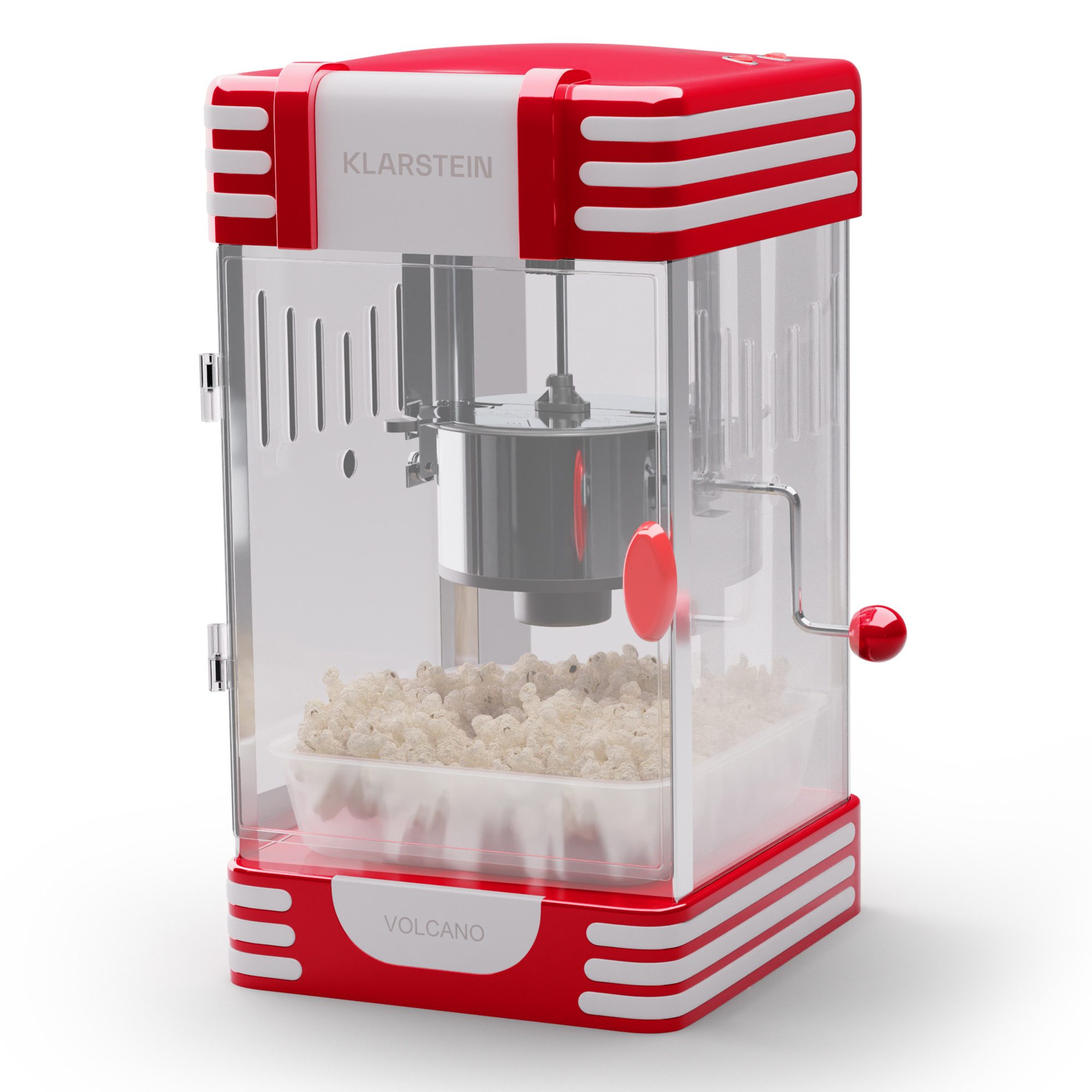 Klarstein Popcornmaschine Volcano, Popcornmaker Popcornautomat Popkornmaschine Popcorn mit Öl Rot