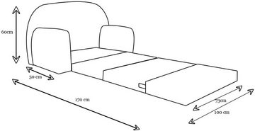 FORTISLINE Kindersitzgruppe Kindersofa Kindercouch Aufklappen Bettfunktion + Hocker W319