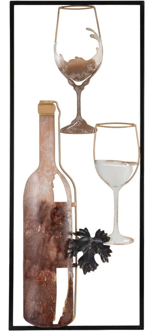 Bönninghoff Metallbild WEINFLASCHE UND WEINGLÄSER 25x61 cm – Deko modern