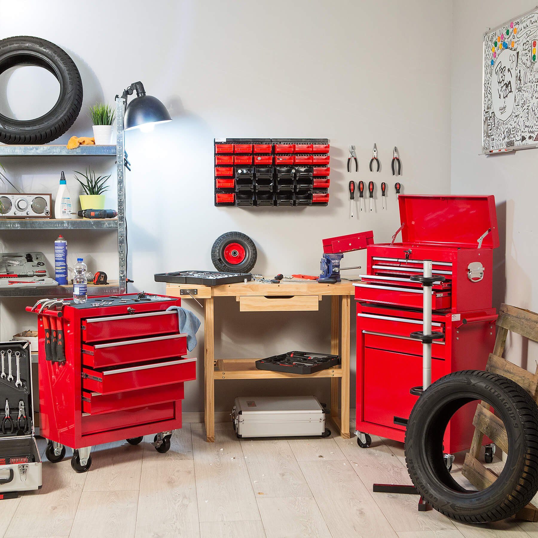 tectake Werkbank Holzwerkbank, mit 2 Schraubstöcken günstig online kaufen