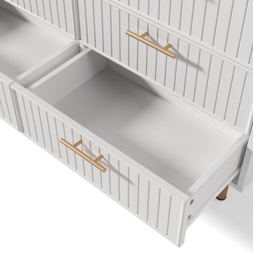 EXTSUD Kommode Schubladenkommode Kommode mit 6 Schubladen, Weiß Sideboard Highboard