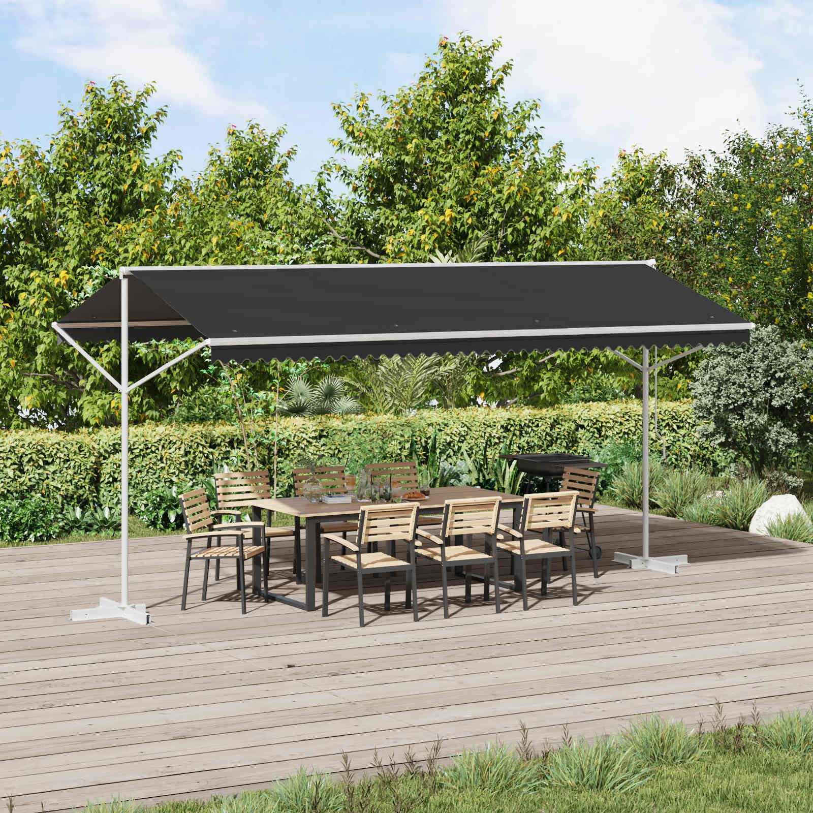 vidaXL Markise 5 x 3 m Freistehende Markise Anthrazit 5x3 m Polyester