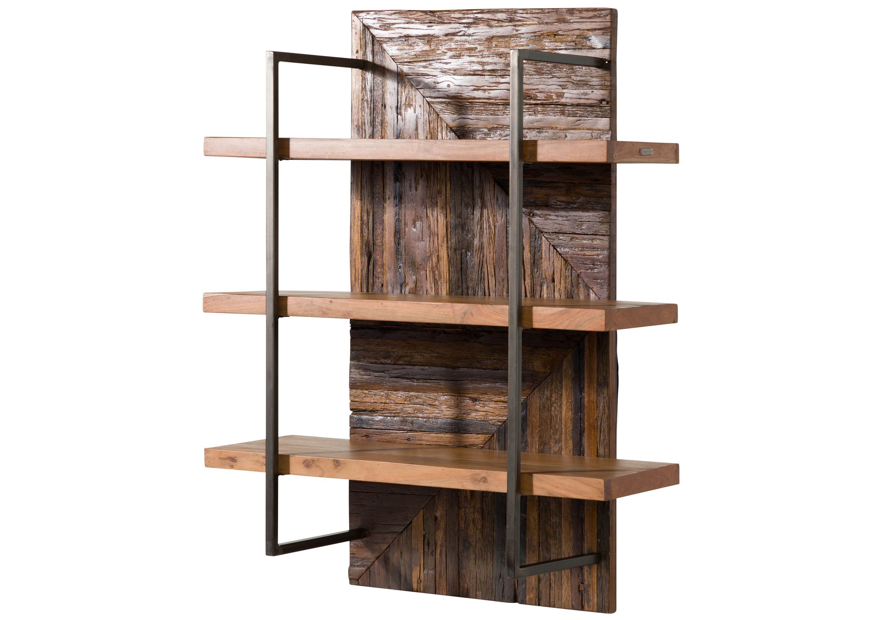 Massivmoebel24 Wandregal LYON, 1-tlg., Altholz 90x40x120 natur lackiert LYON #141