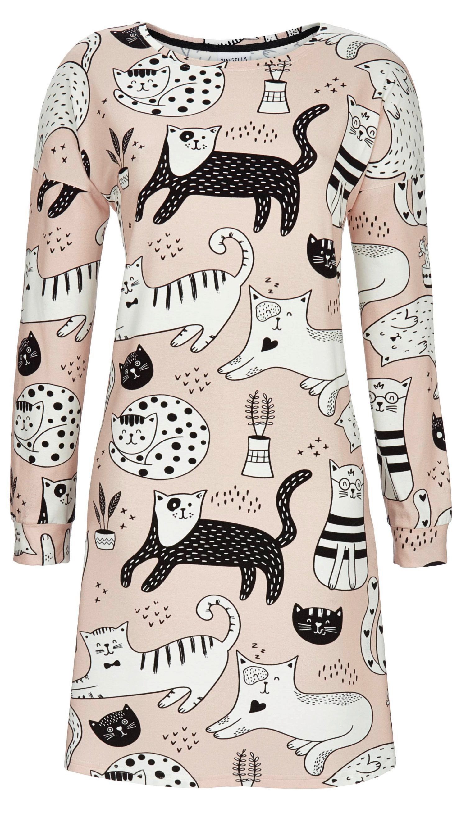 Ringella Nachthemd Damen Schlafshirt Katzen allover günstig online kaufen