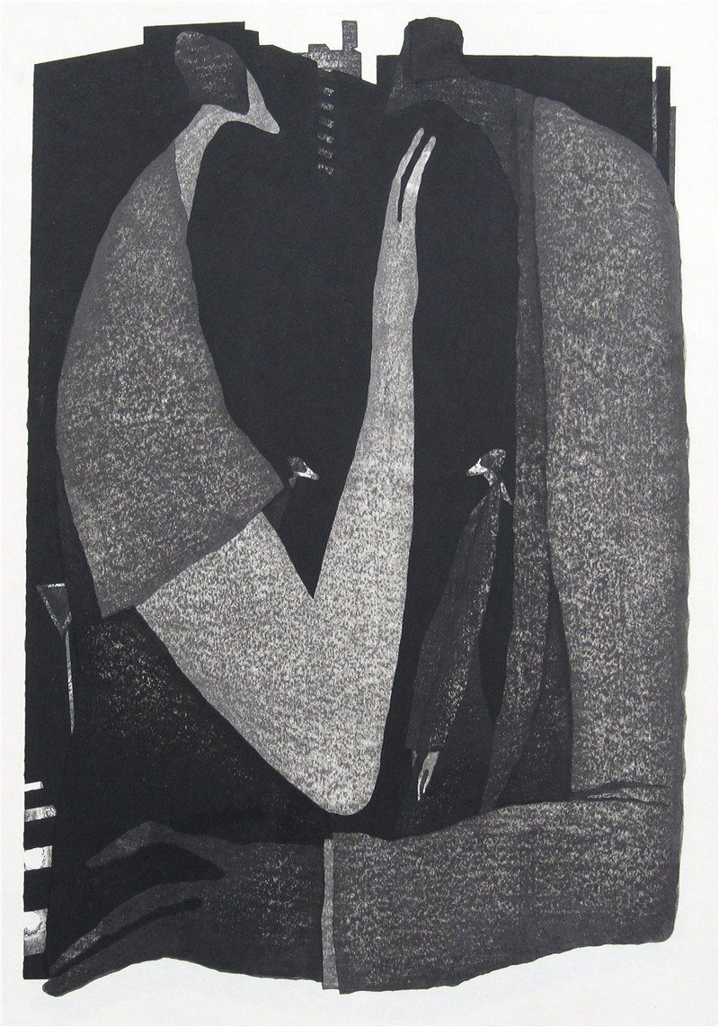 Schwarz-weißer St), Hintergrund L.Ru Wohnzimmer UG Kunstdruck Malerei (2 Bildkern Wanddekoration Strichzeichnungscharakter, abstrakter Malereikern,