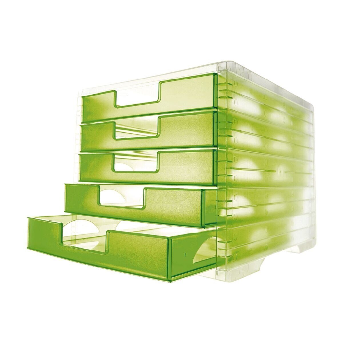 STYRO Schubladenbox Light Schubladen, stapelbar Box, 5 grün mit geschlossen