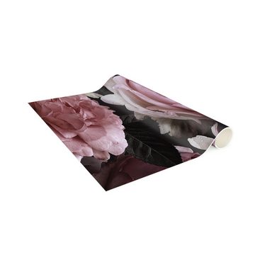 Läufer Teppich Vinyl Flur Küche Blumen Vintage funktional lang modern, Bilderdepot24, Läufer - rosa glatt