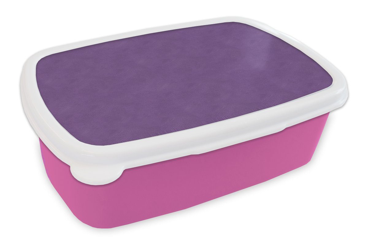 MuchoWow Lunchbox Leder - Lila - Tierhaut, Kunststoff, (2-tlg), Brotbox für Erwachsene, Brotdose Kinder, Snackbox, Mädchen, Kunststoff rosa