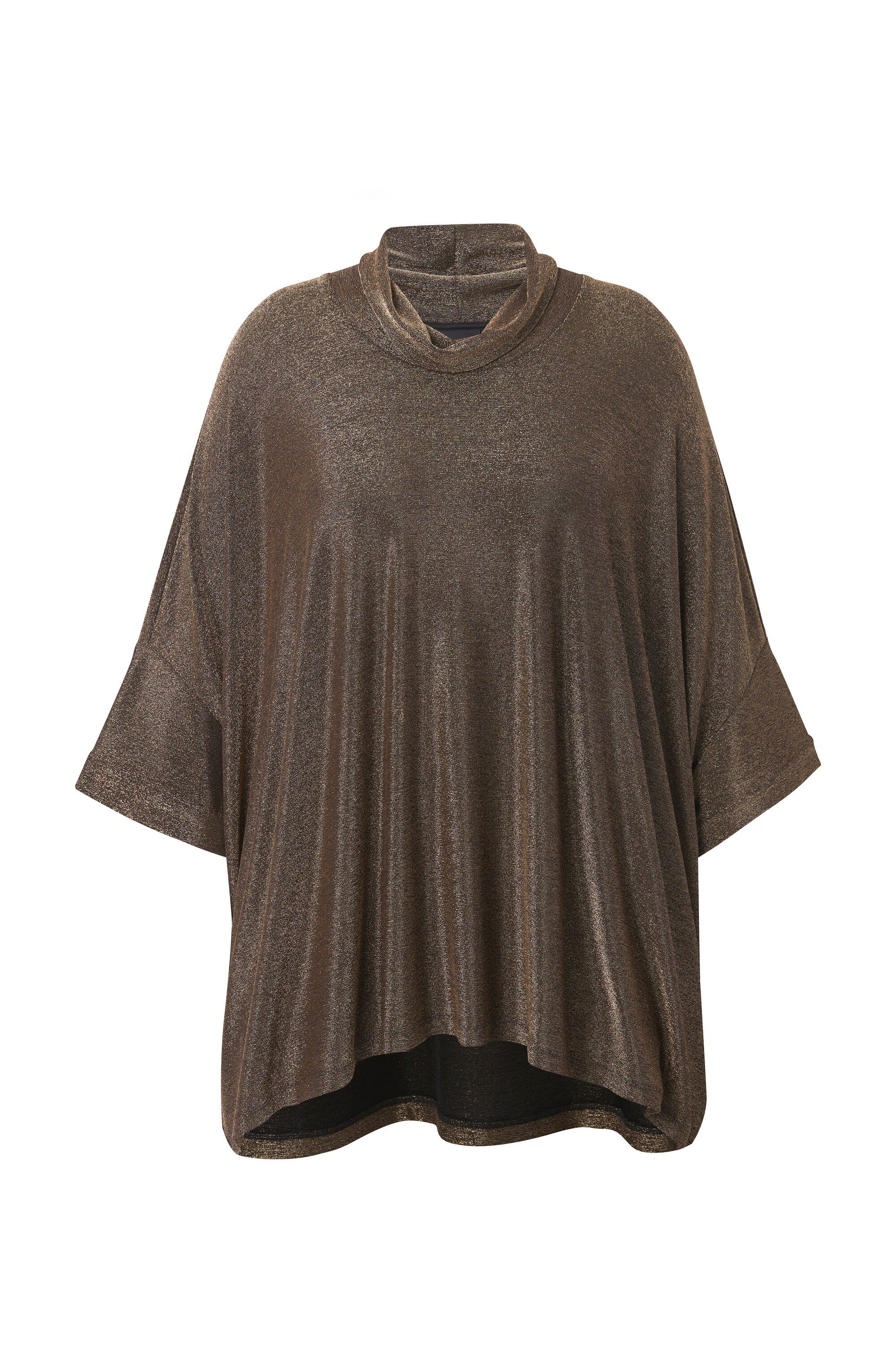 Ulla Popken T-Shirt Shirt Glitter Oversized Rollkragen Halbarm günstig online kaufen