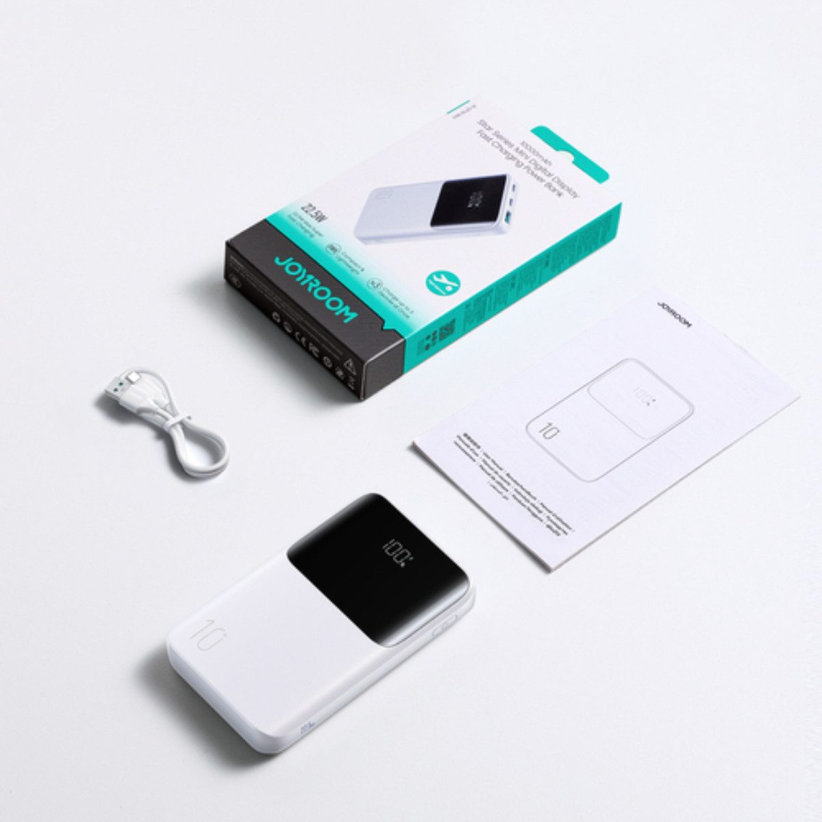 JOYROOM JR-QP191 Mini Powerbank Mini Powerbank mit Schnellladefunktion 10000 mAh (5, 9, 10, 12 V), Mini Powerbank mit 22,5W Schnellladen und LED Anzeige