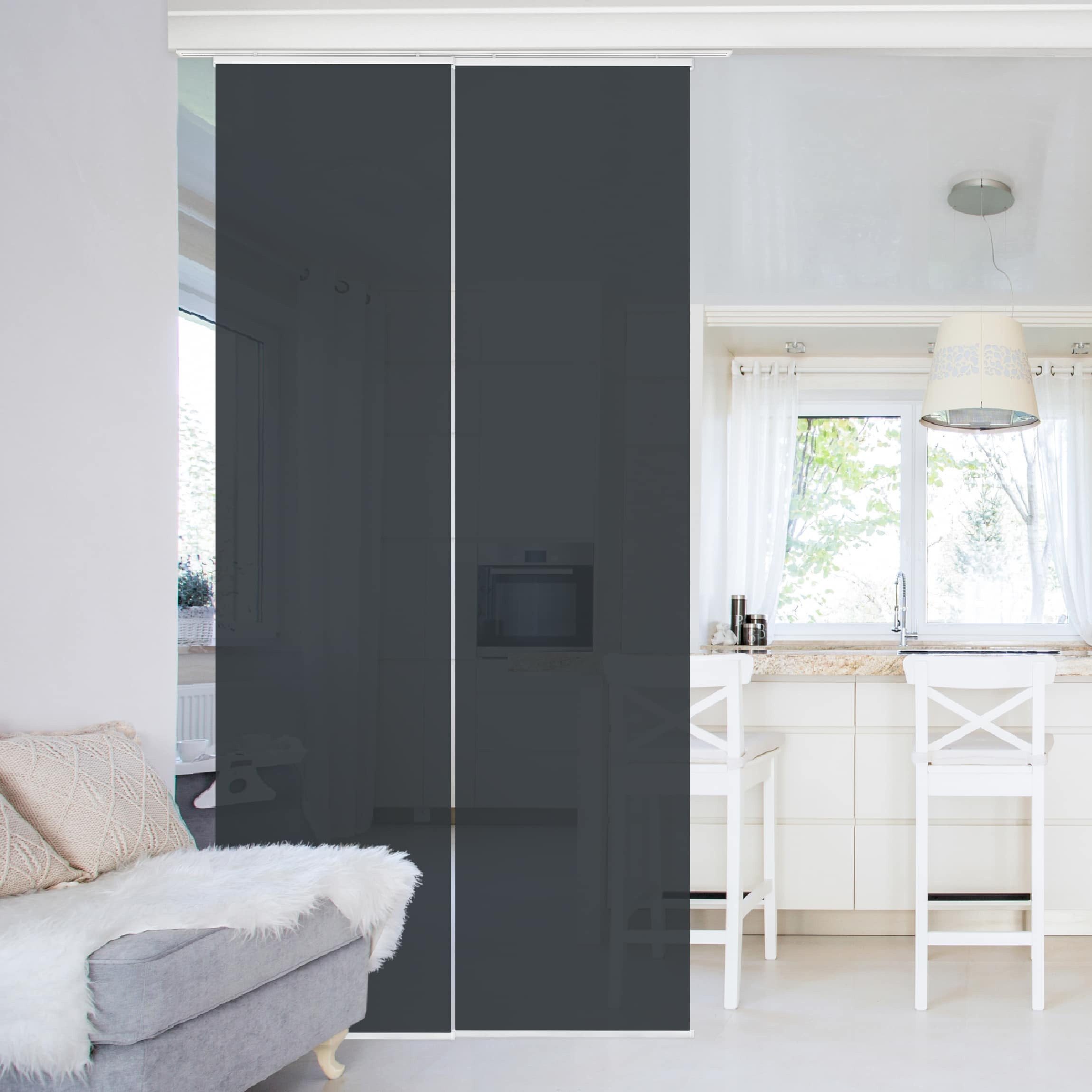 Bilderdepot24 Schiebegardine modern Flächenvorhang blickdicht Mondgrau, günstig online kaufen