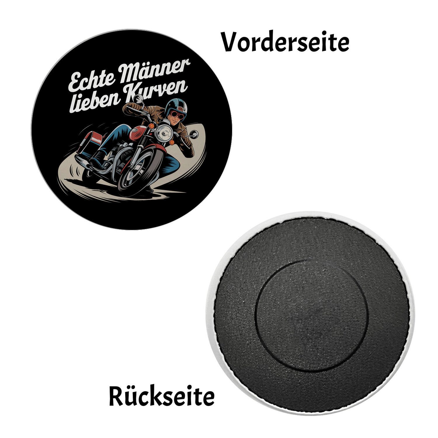 Thumbnail - speecheese Magnet Echte Männer lieben Kurven Magnet mit Retro Biker