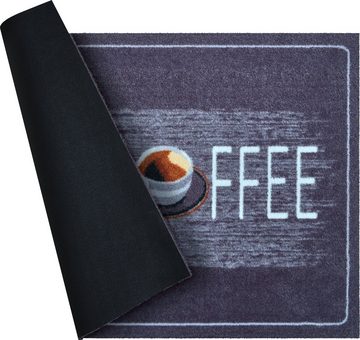 Fußmatte Coffee, Grund, rechteckig, Höhe: 8 mm, Schmutzfangmatte, mit Spruch, In- und Outdoor geeignet, waschbar, den