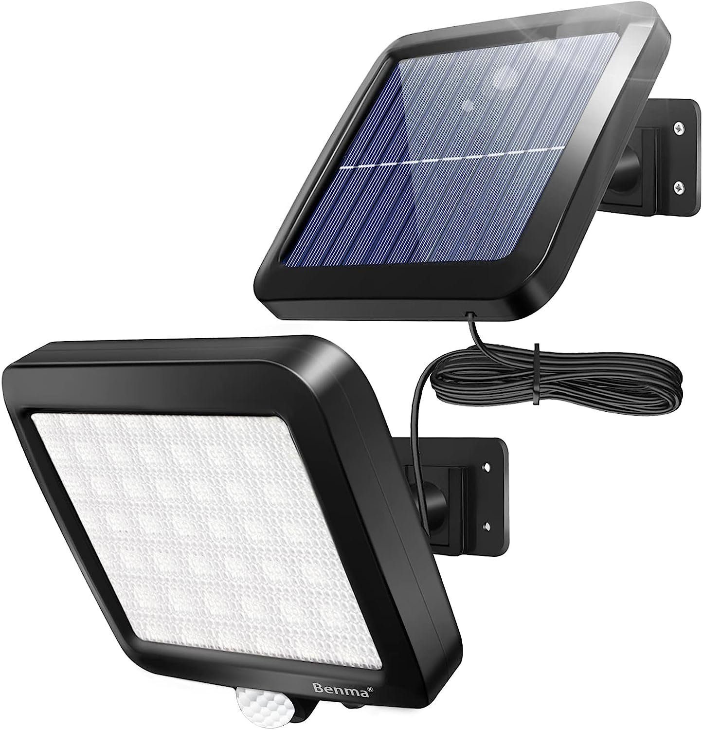 DOPWii LED Solarleuchte Solarlampen für Außen, 56 LEDs, mit Bewegungsmelder & 5m Kabel, LED fest integriert | Solarleuchten