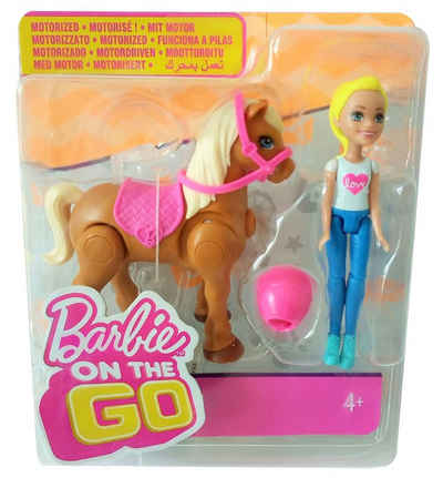 Barbie Spielfigur Puppe mit blonden Haaren und Pferd FHV63, (Set, 3-tlg)