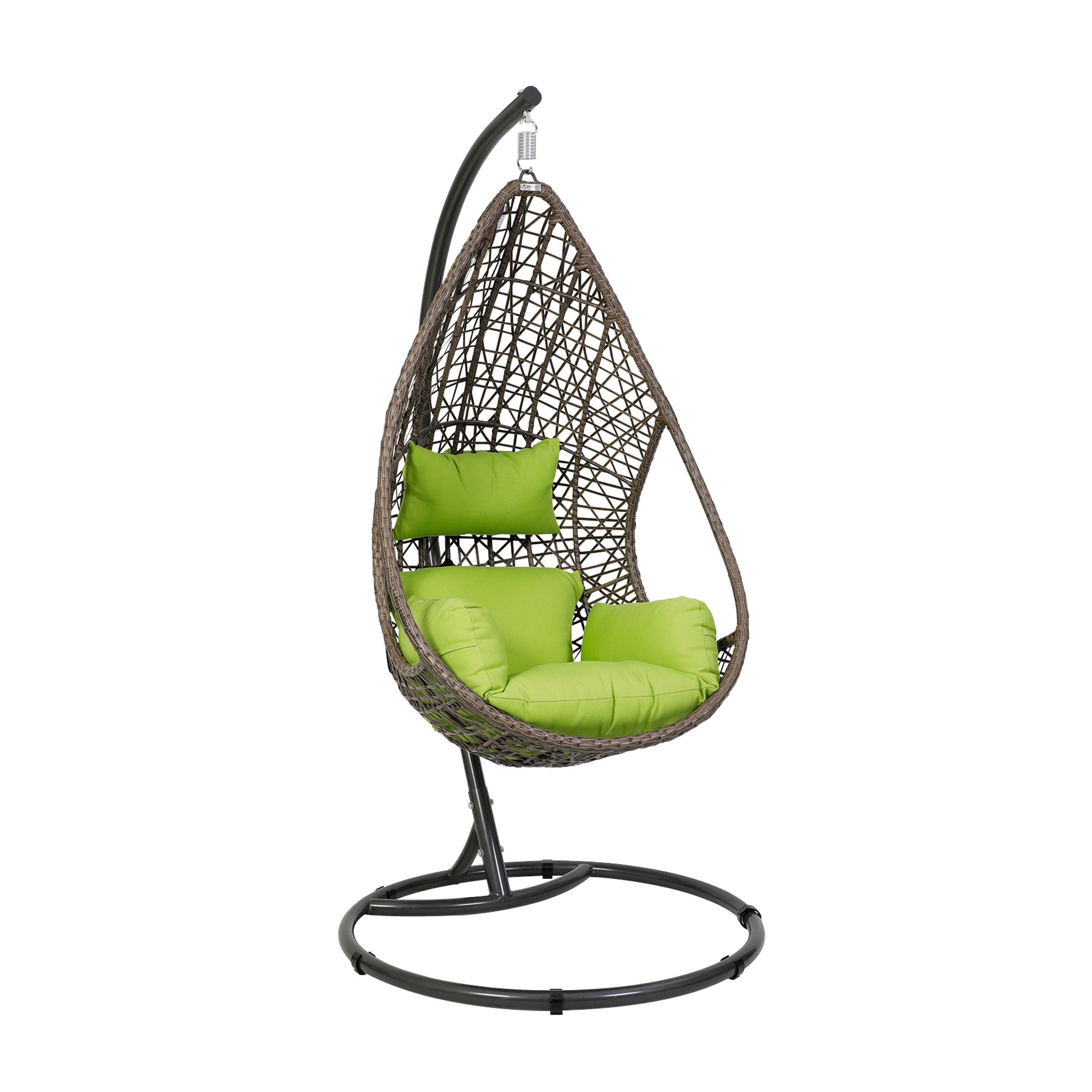 Greemotion Hängesessel Kuba mit Gestell braun grün Indoor Outdoor inkl. Kissen