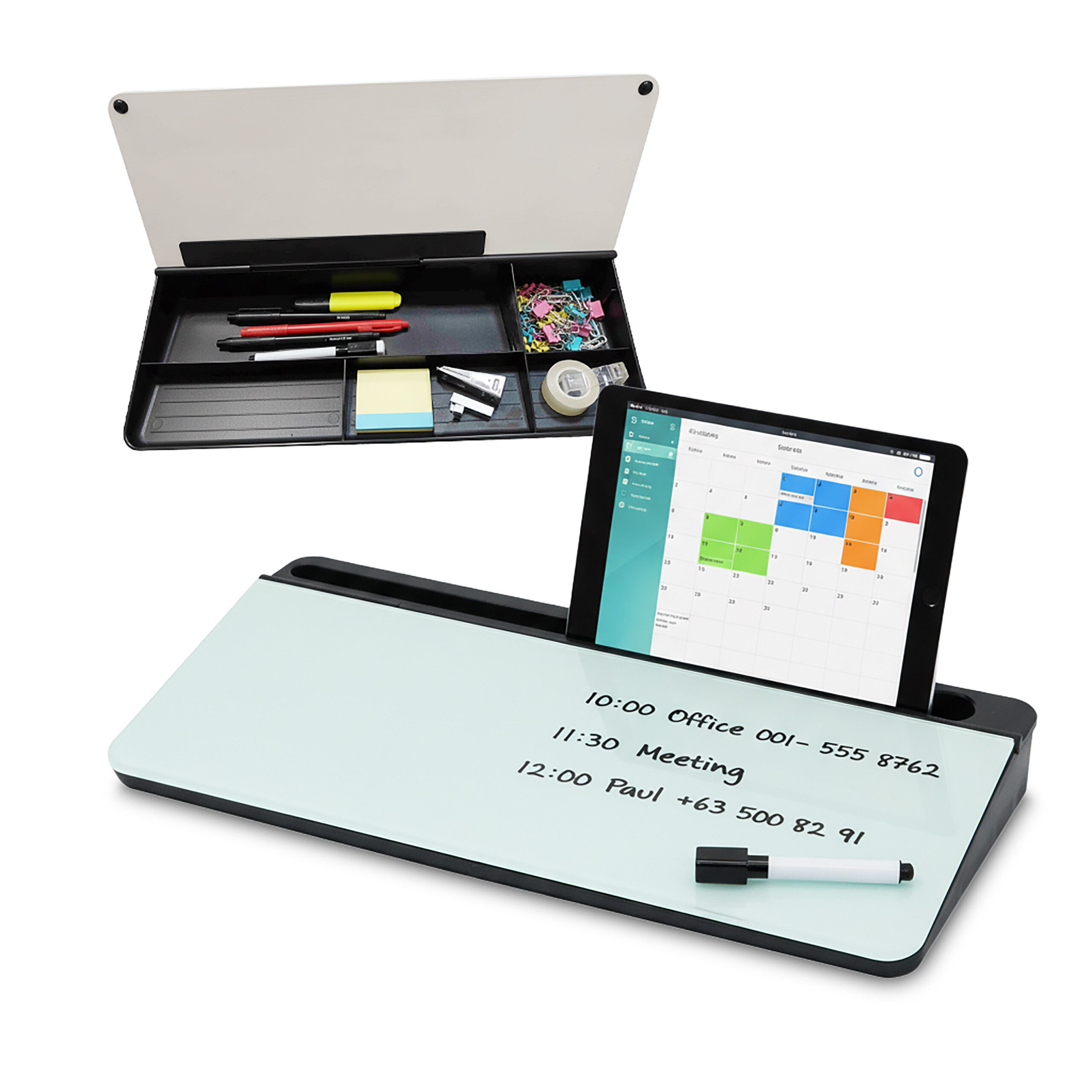 relaxdays Organizer Schreibtisch Organizer mit Whiteboard, schwarz