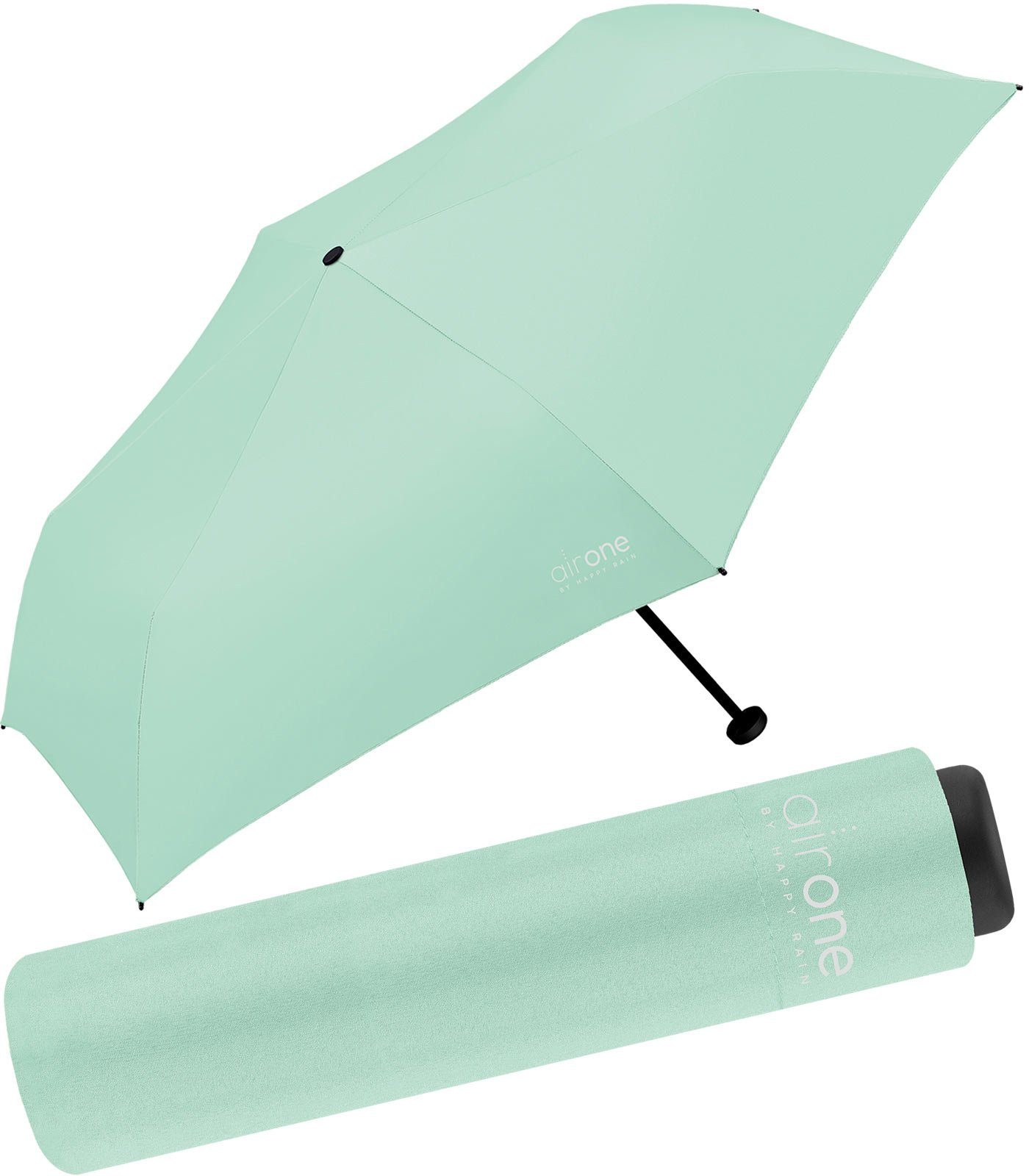 HAPPY RAIN Taschenregenschirm Air One - 99 Gramm Mini-Schirm superleicht, leichtester Minischirm - perfekt für Untewegs mint | Stockschirme