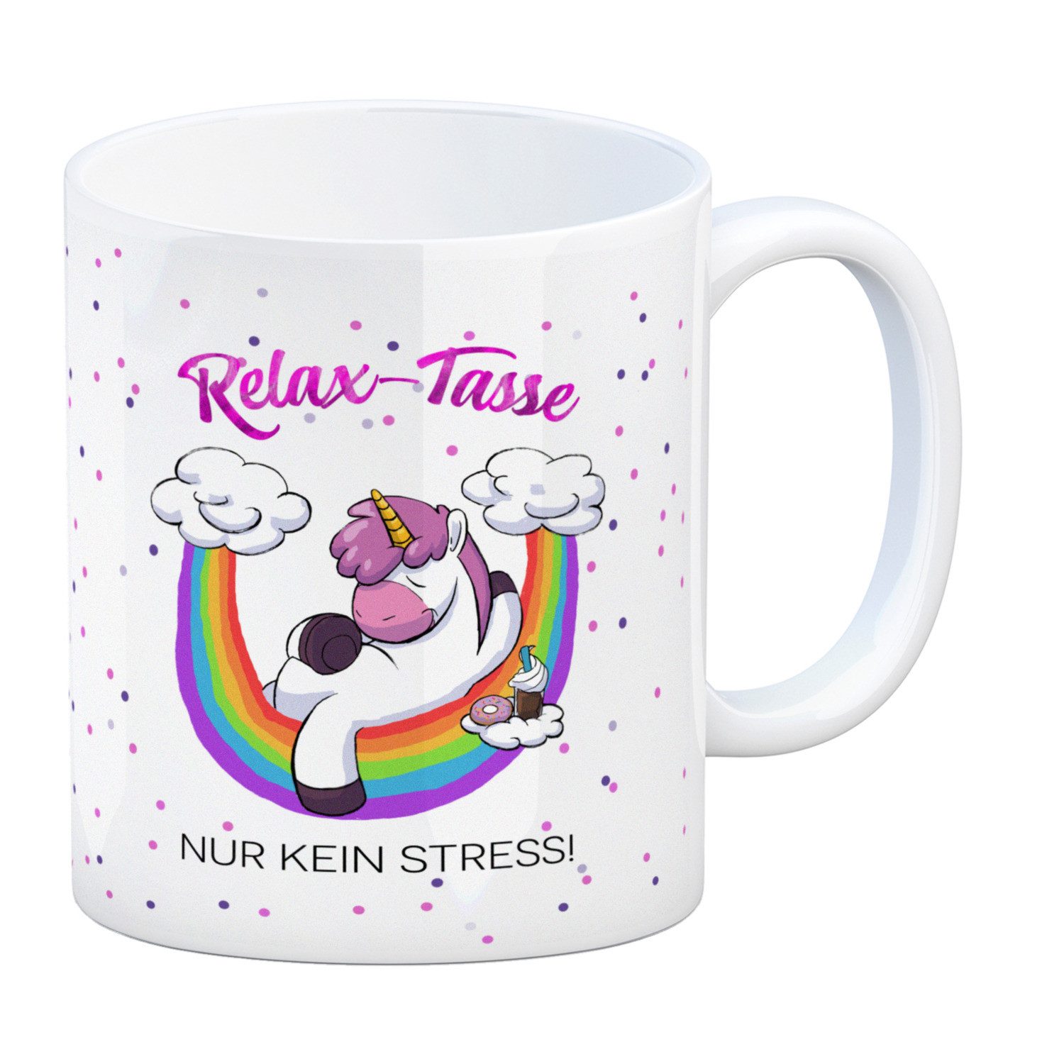 speecheese Tasse Relax-Tasse Einhorn mit Regenbogen Kaffeebecher