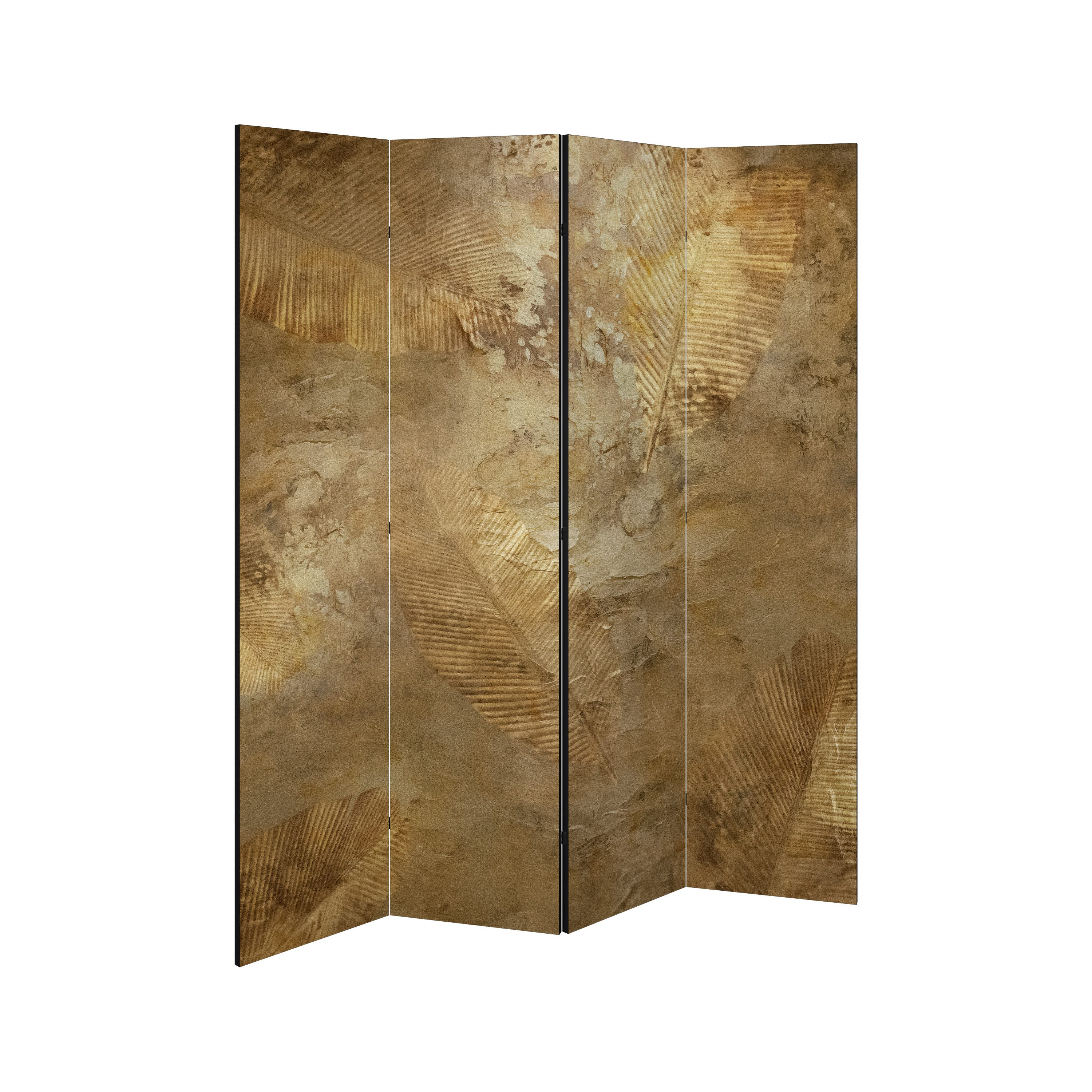 SPACEREBELS Paravent GILDED LEAF CASCADE (1 St), Raumteiler mit 4 Paneelen, beidseitig bedruckt, 152 x 168 cm