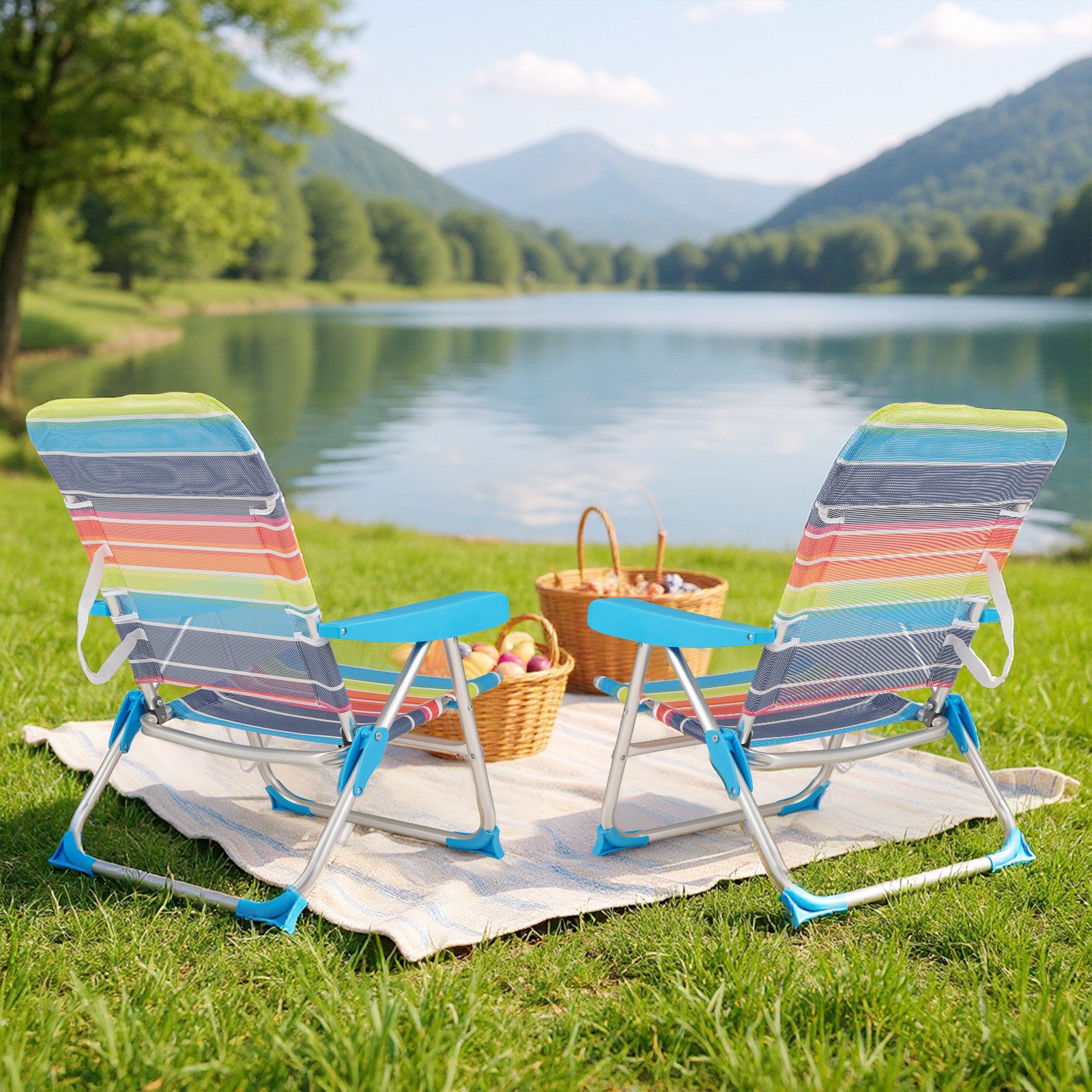 COSTWAY Klappstuhl (2 St), Campingstühle mit verstellbarer Rückenlehne