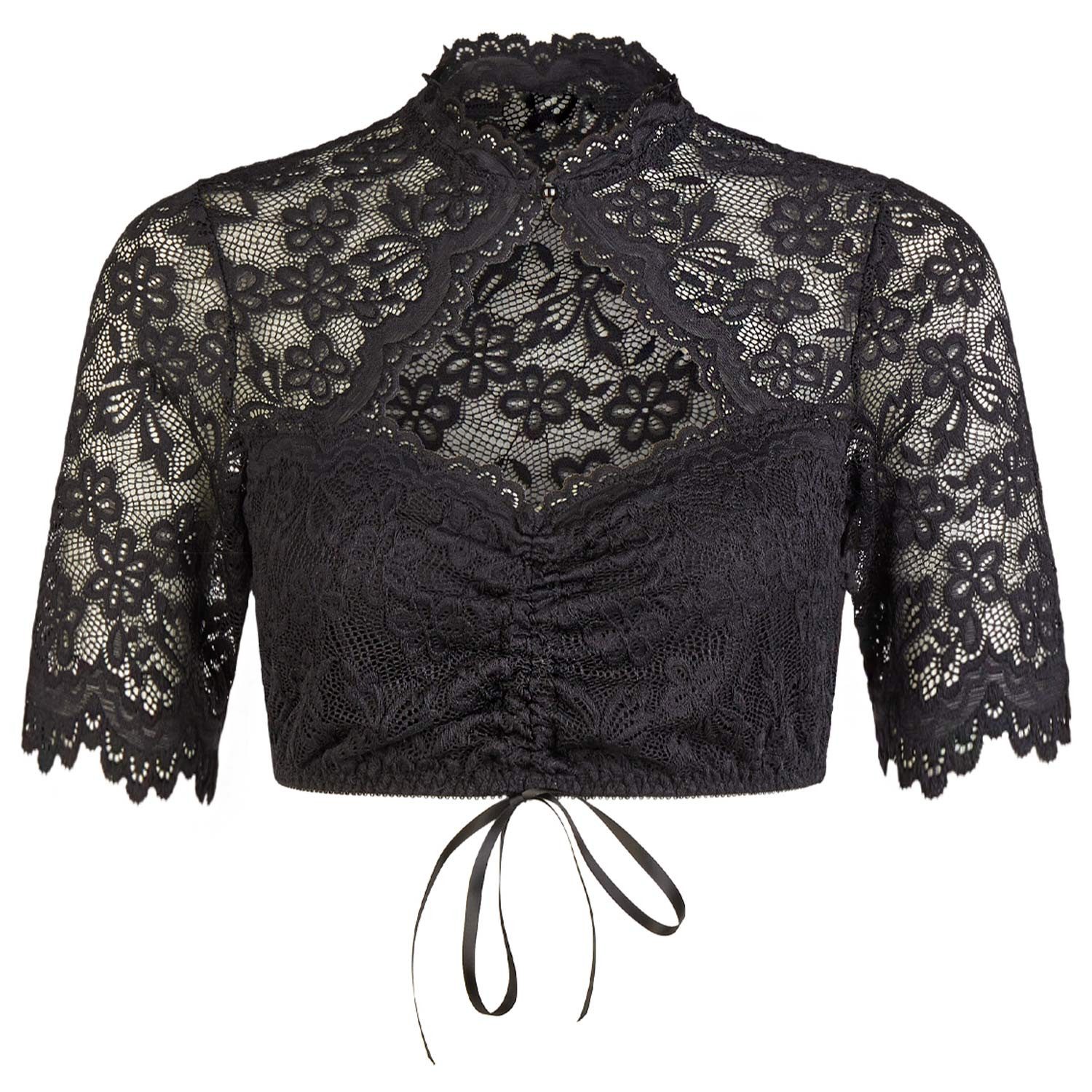 Dirndlbluse 'Sophie' Lochausschnitt 16465326, Schwarz