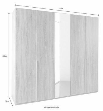 Wimex Kleiderschrank New York (New York, 1-St., Kleiderschrank mit Schubladeneinsatz) 225x58x208cm weiß 5-türig Spiegel
