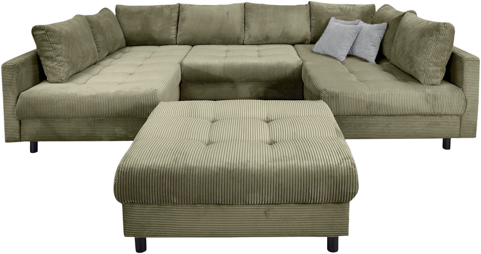 COLLECTION AB Wohnlandschaft Toni U-Form, B: 298 cm, mit Hocker & 3 Zierkis günstig online kaufen