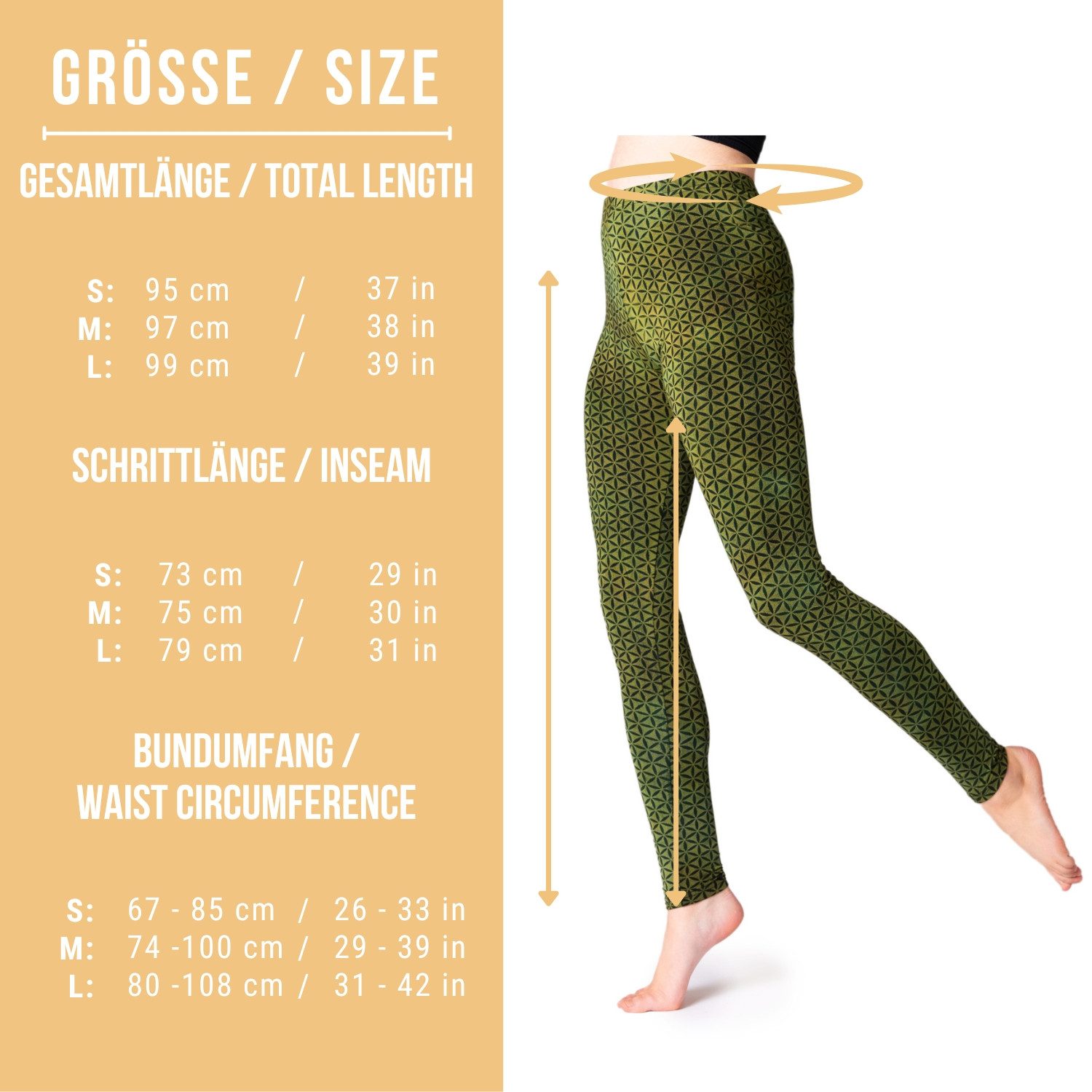 PANASIAM Leggings Unikat Batik Leggings Blume des Lebens handgefertigte lange Leggings aus natürlicher Viskose modern elastisch ideal für Yoga Sport Fitness