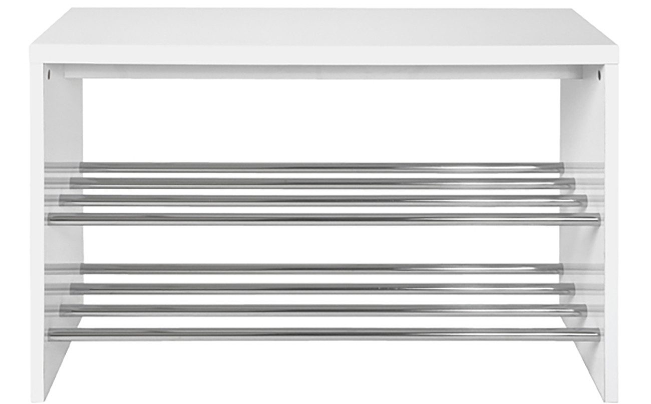 HAKU Hockerbank HAKU Möbel Schuhbank - weiß-chrom - H. 55cm x B. 81cm (1 Stück)