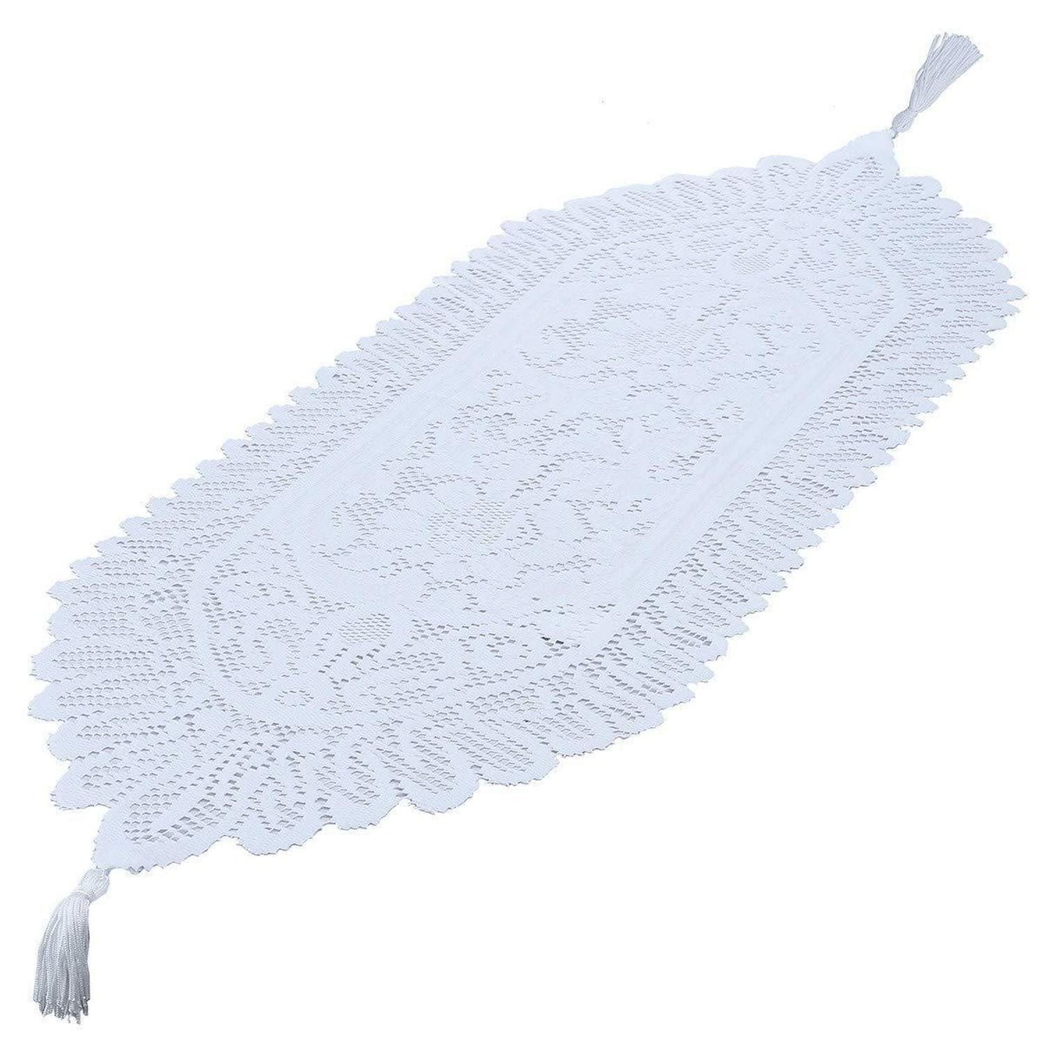 LuxusKollektion Tischläufer Tischläufer Spitze Weiss 33x90cm (1-tlg)