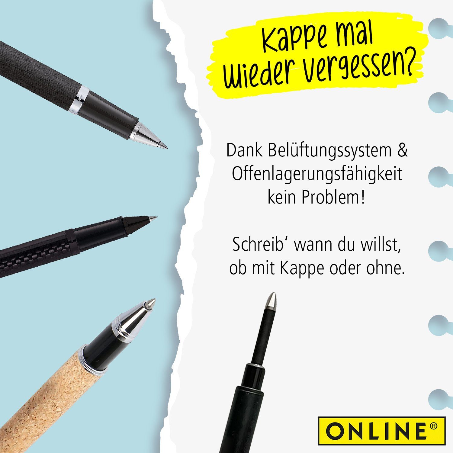 Online Mine, kompatibel Tintenrollern mit verschiedener schwarz Marken Tintenroller Rollerball Pen