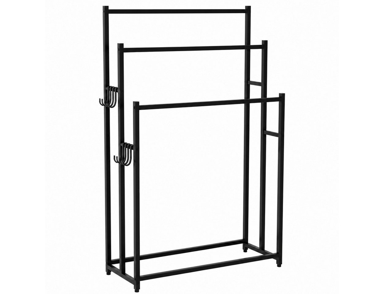 GLIESE POWER Wäscheständer mit 3 Stangen – aus Metall, Handtuchhalter, beweglich & platzsparend, Vierkant-Stange mit rutschfester Oberfläche, 75 x 30 x 120cm